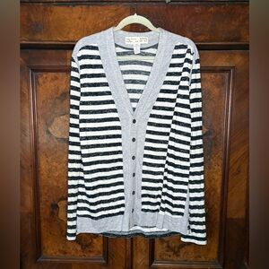 EUC Yigal Azrouel-Striped Gray, Black and Off- White Cardigan Sweater. Size L